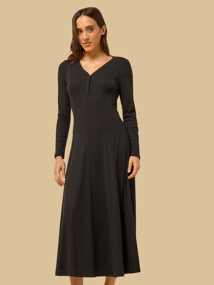Viscose V-neck Midi Dress