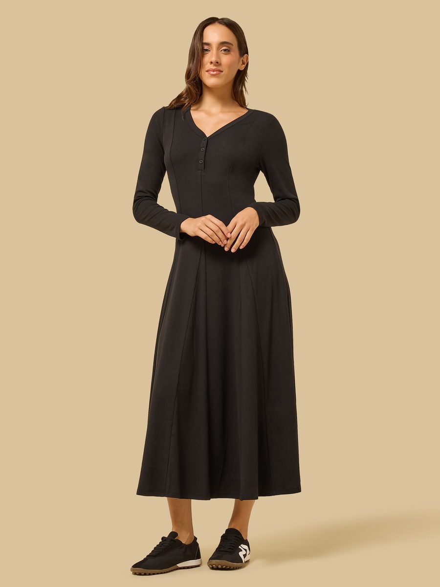 Viscose V-neck Midi Dress