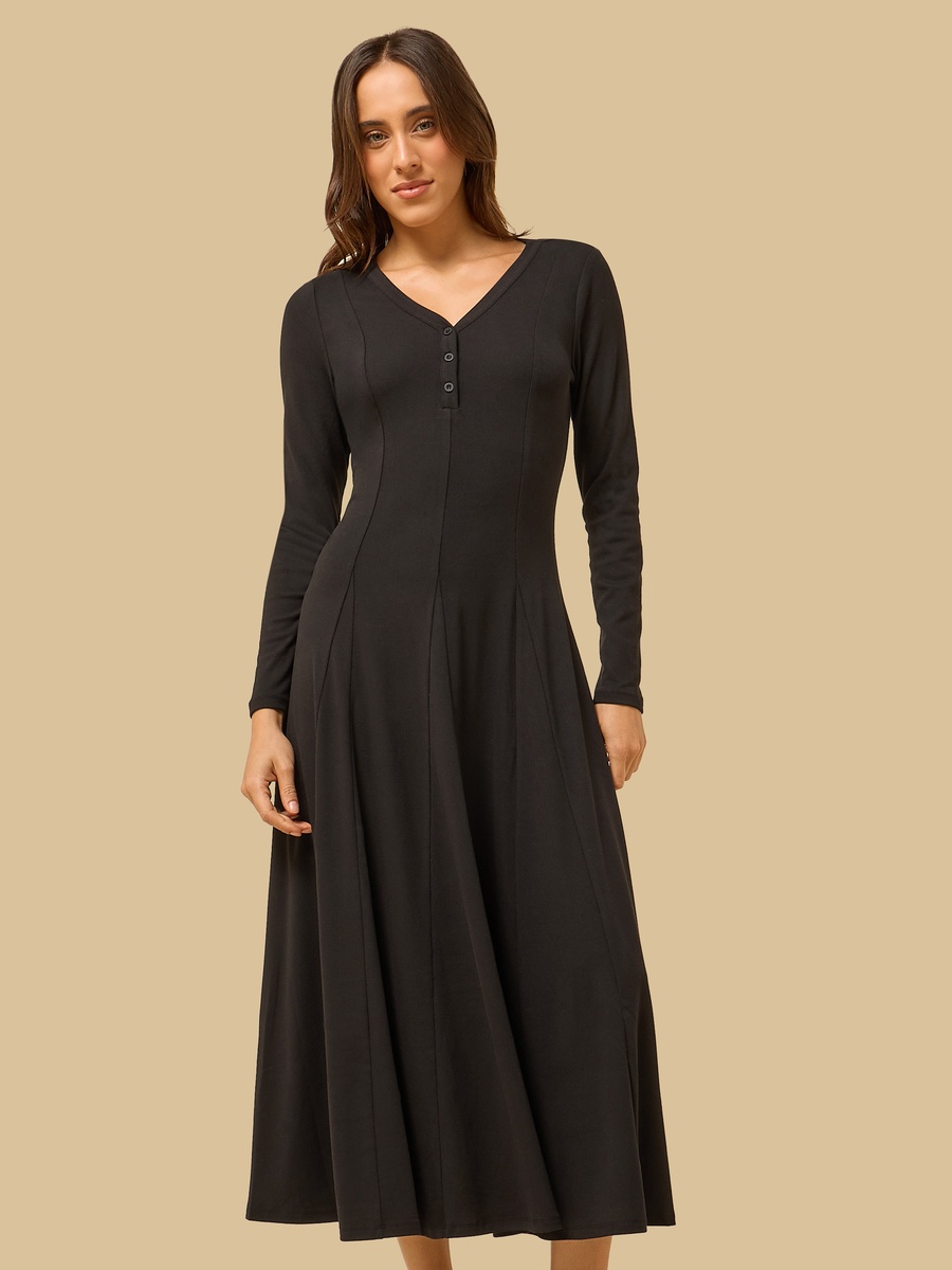 Viscose V-neck Midi Dress