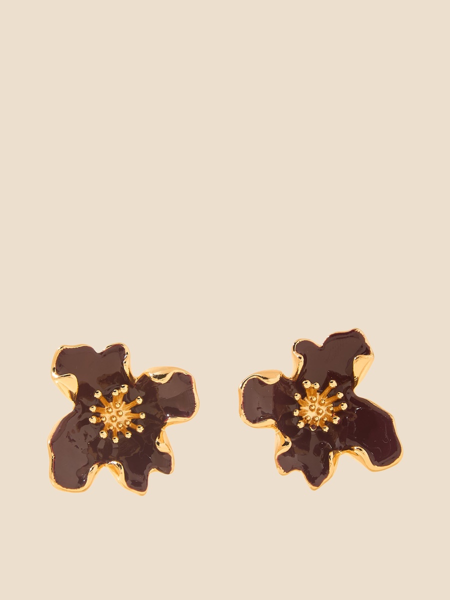 Floral Stud Earrings with Pushback Closure