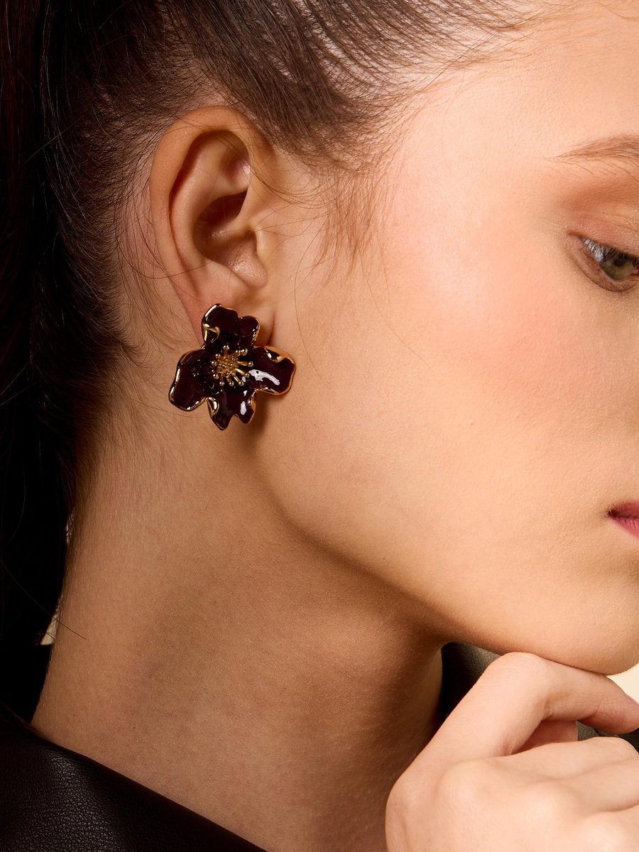 Floral Stud Earrings with Pushback Closure
