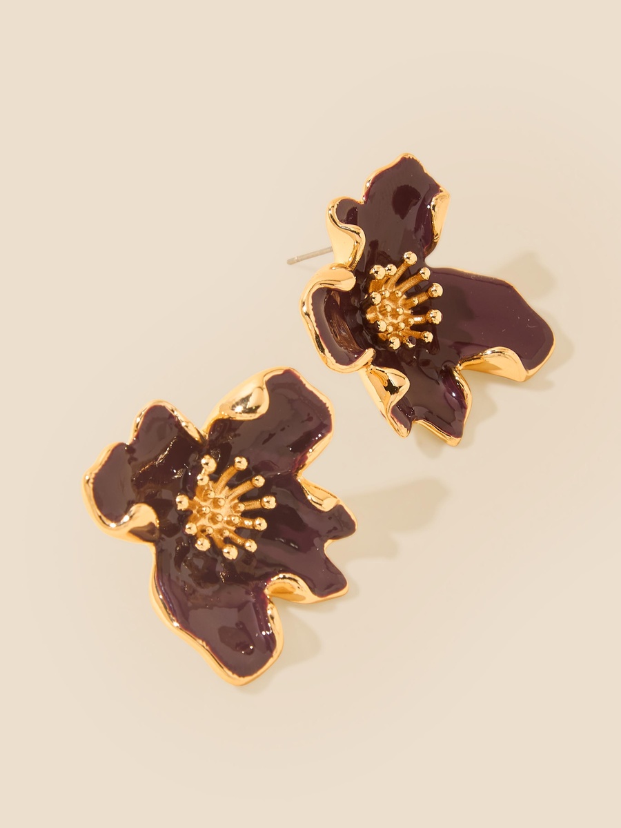 Floral Stud Earrings with Pushback Closure