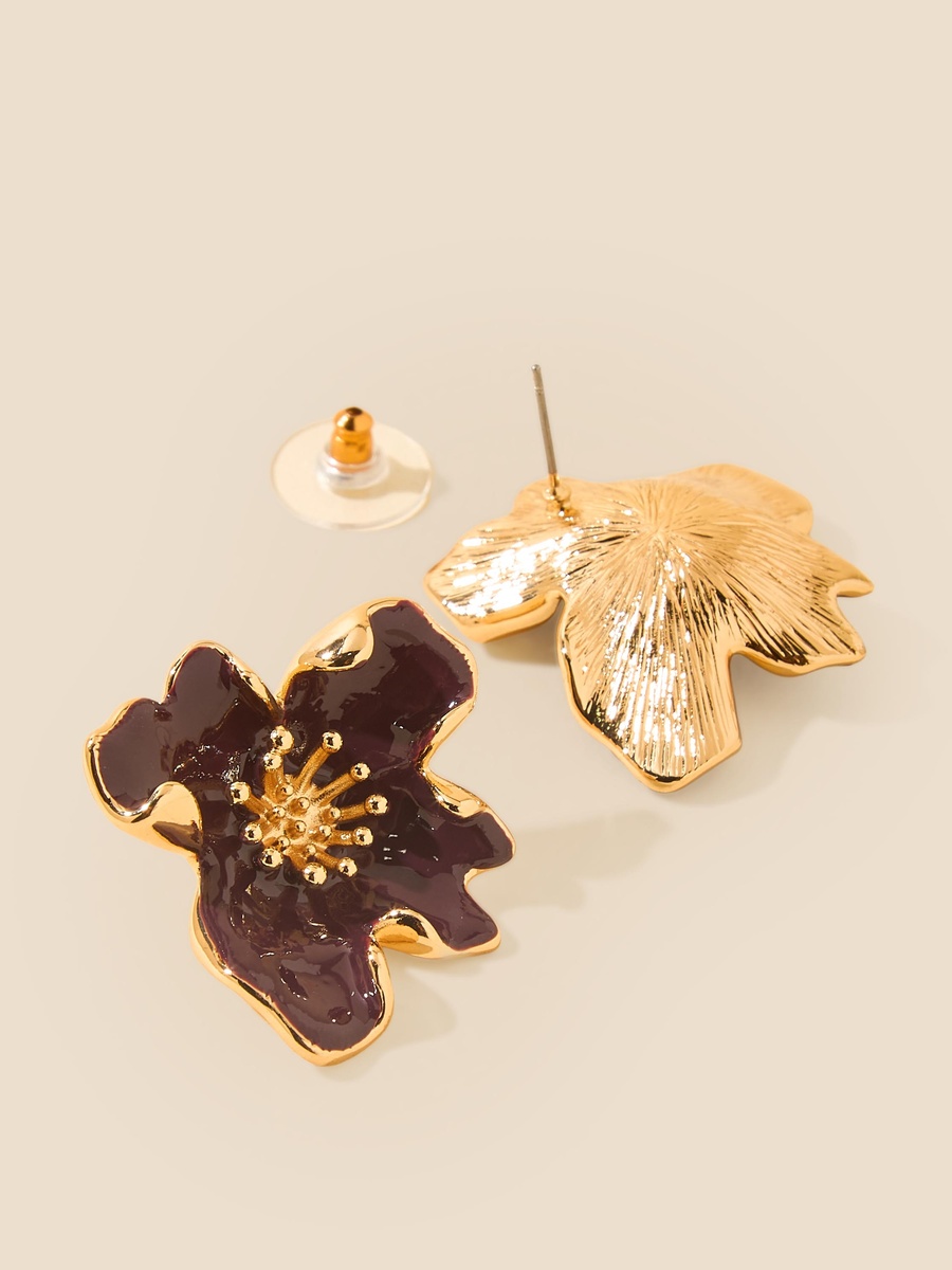 Floral Stud Earrings with Pushback Closure