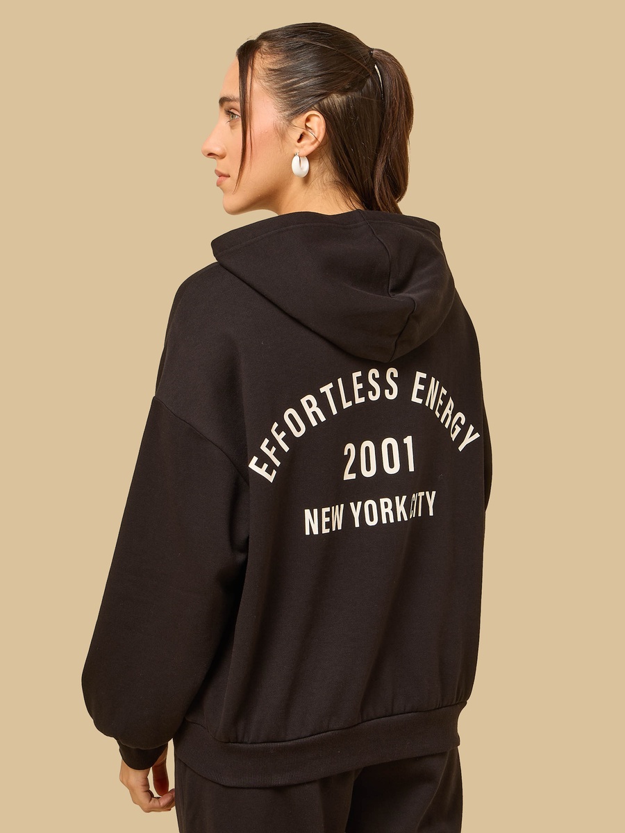 Slogan Print Hooded Sweatshirt