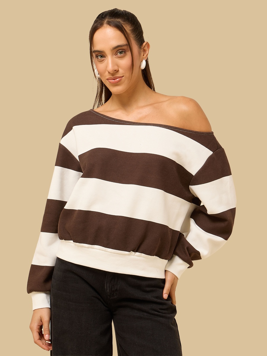 Slogan Print Off Shoulder Sweatshirt