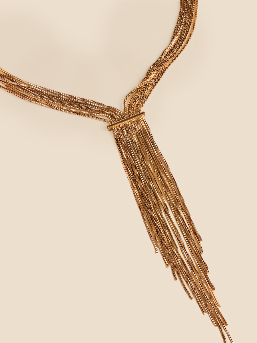 Metallic Tassel Accent Necklace