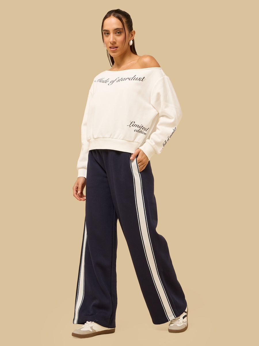 Contrast Side Tape Wide Leg Pants