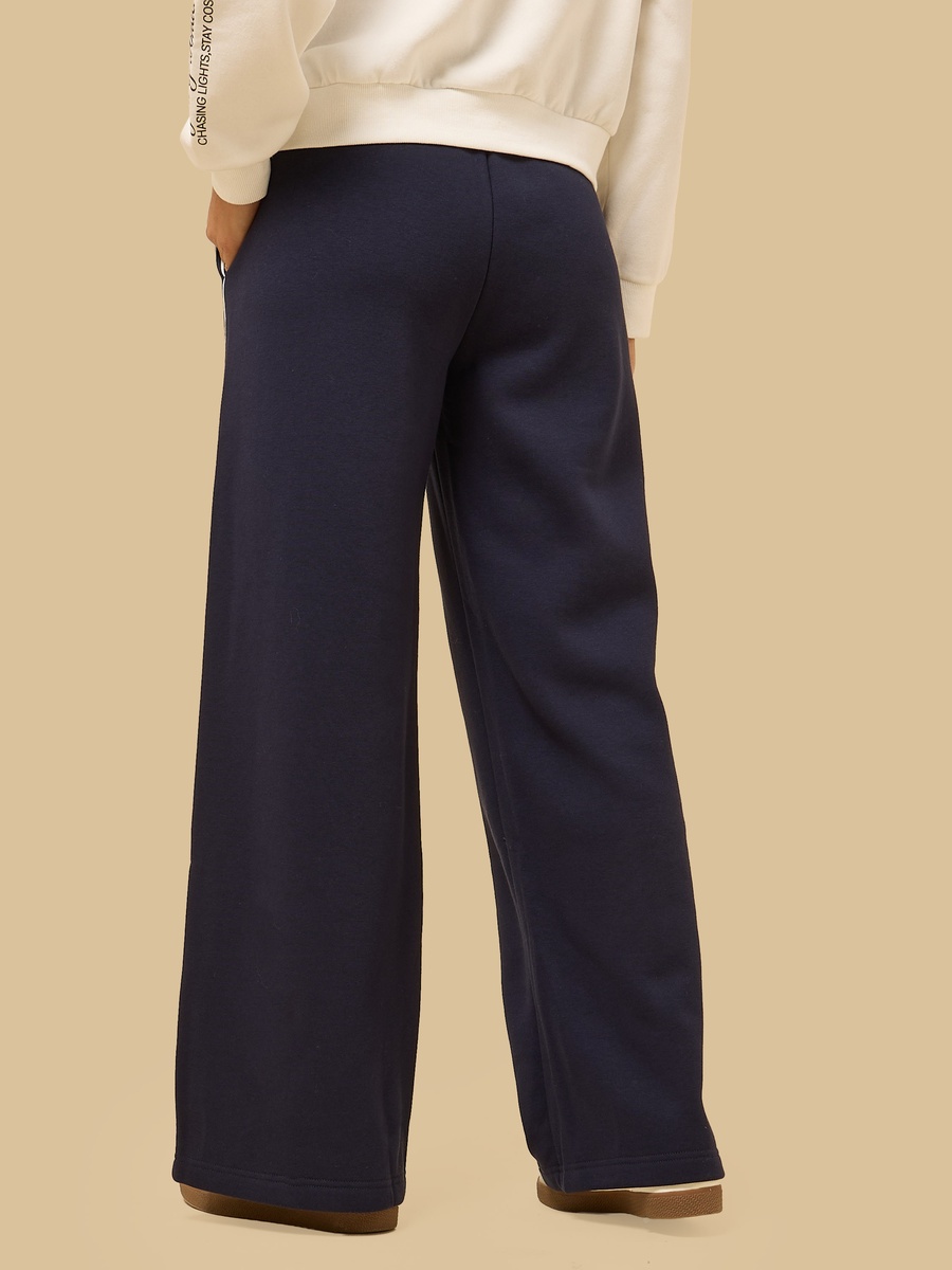 Contrast Side Tape Wide Leg Pants