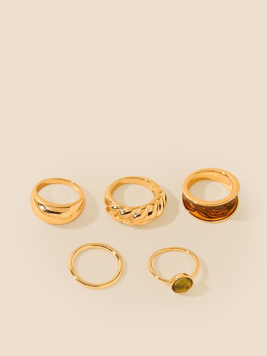 Pack of 5 - Assorted Metallic Ring