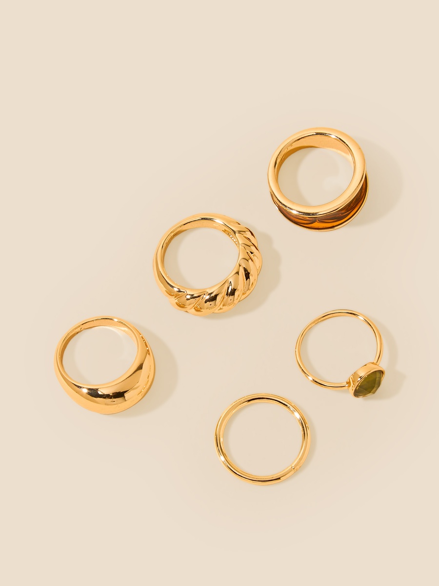 Pack of 5 - Assorted Metallic Ring