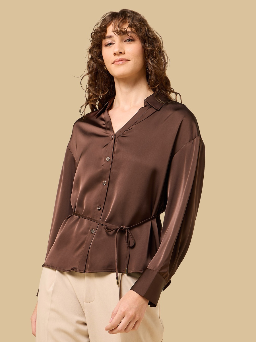 Belted Satin Shirt