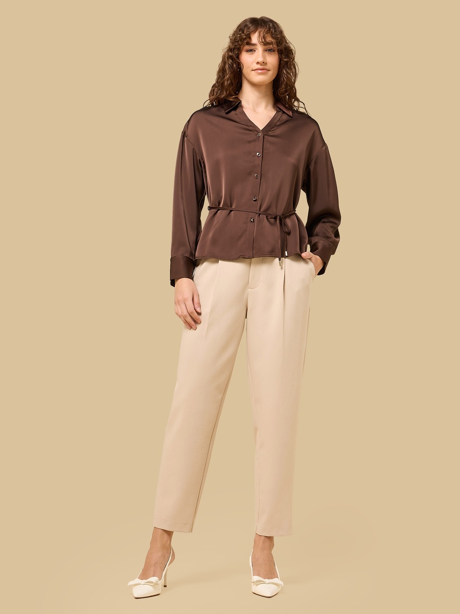 Belted Satin Shirt