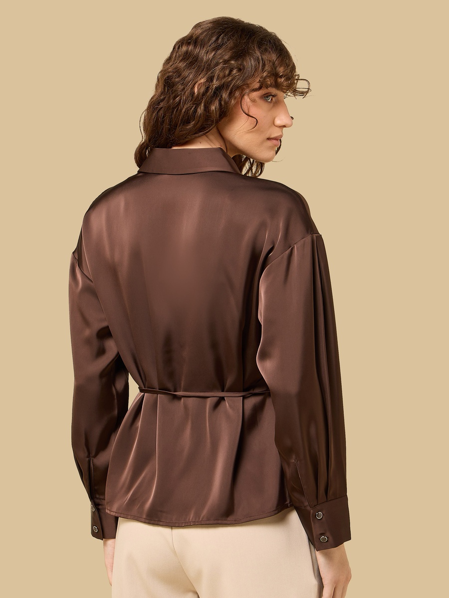 Belted Satin Shirt
