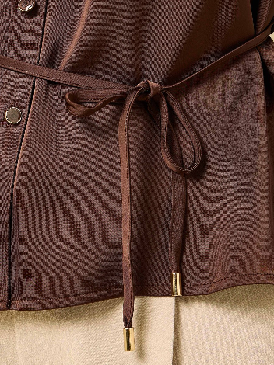 Belted Satin Shirt