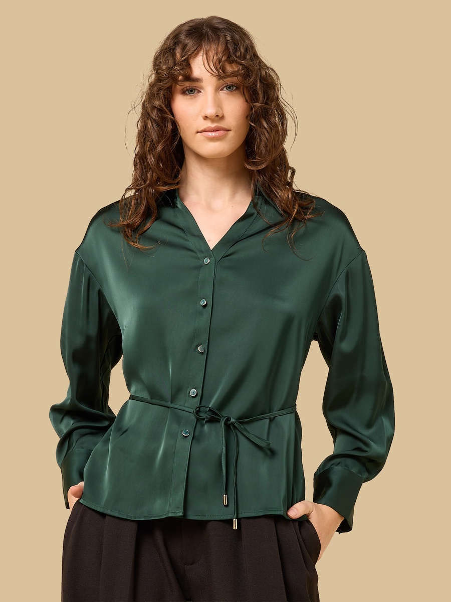 Belted Satin Shirt