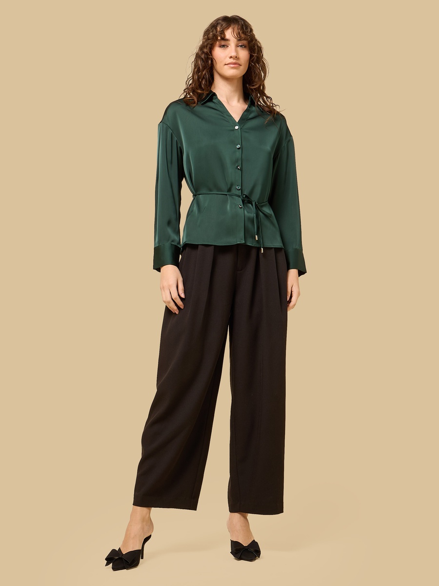 Belted Satin Shirt