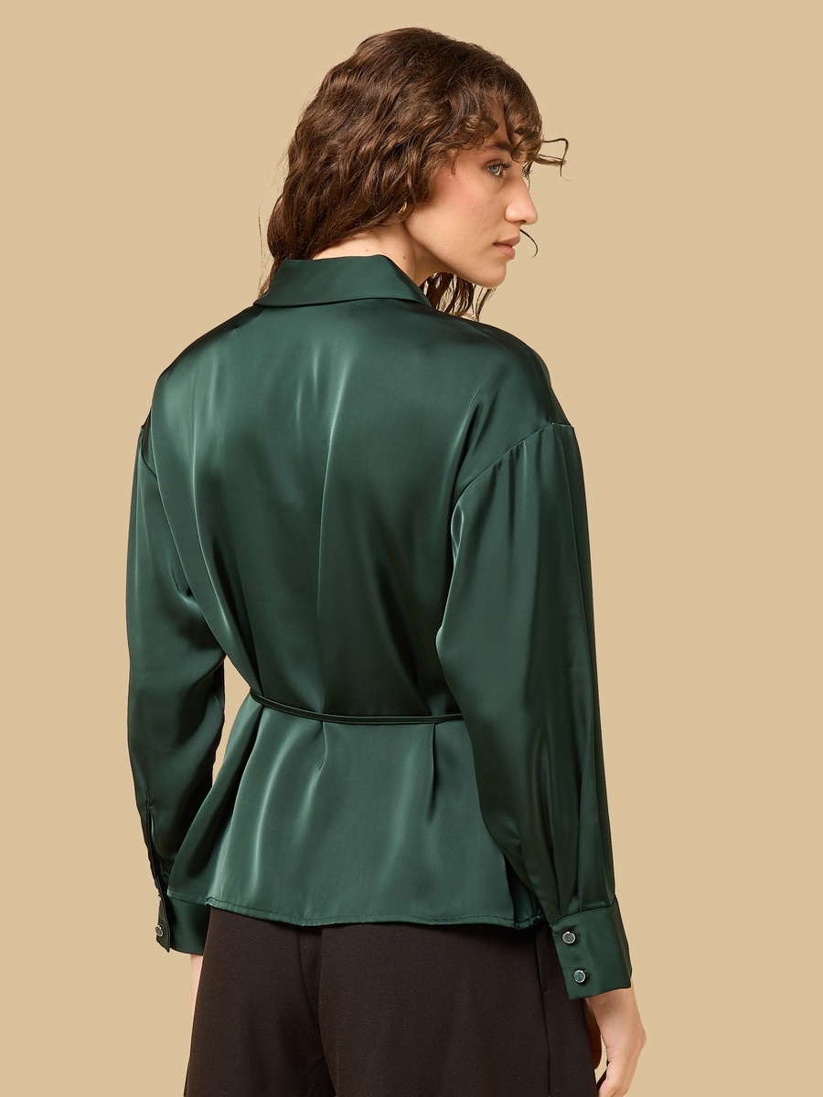 Belted Satin Shirt