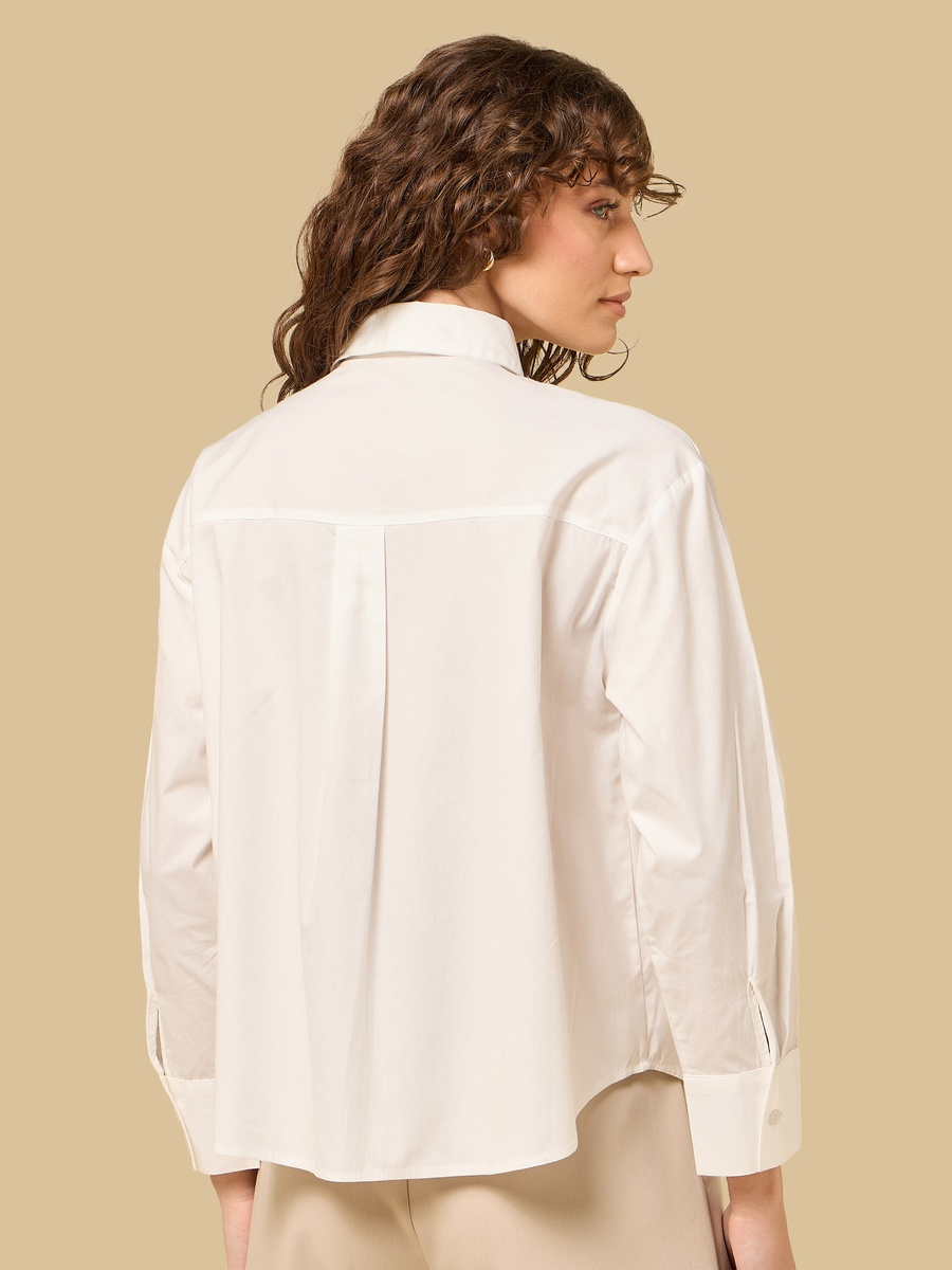 Bow Embellished Oversized Poplin Shirt