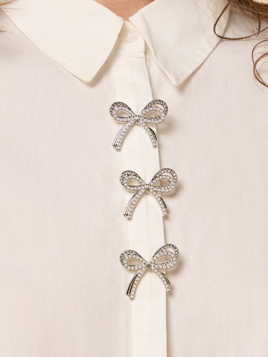 Bow Embellished Oversized Poplin Shirt