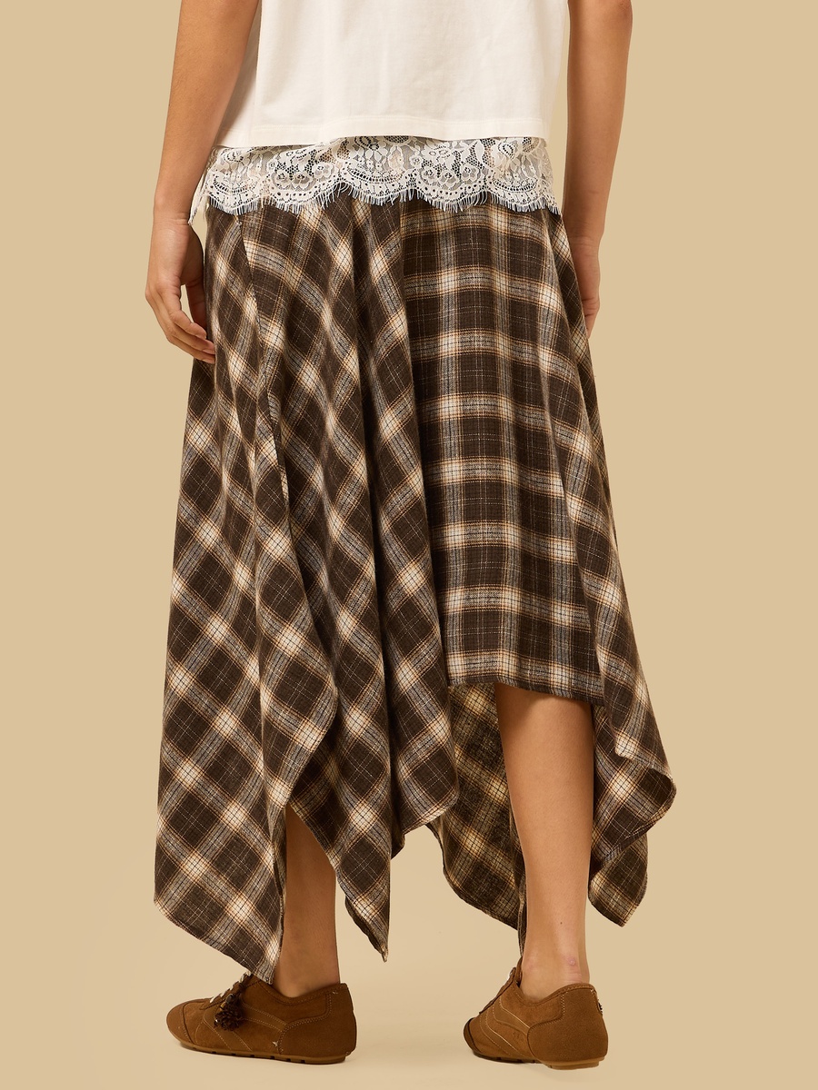 Checked Asymmetrical Skirt