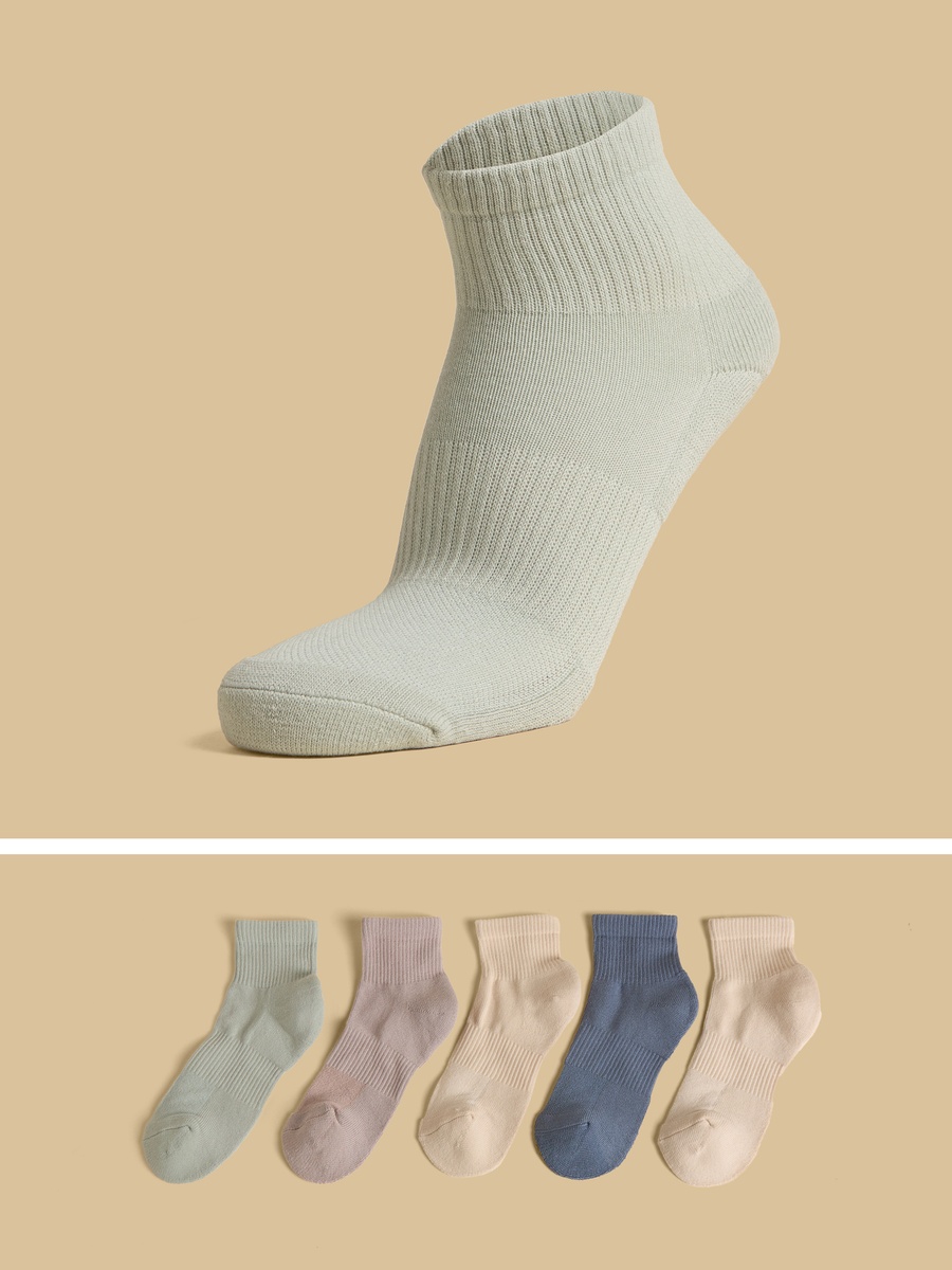 Pack of 5 - Textured Half Terry Ankle Length Socks