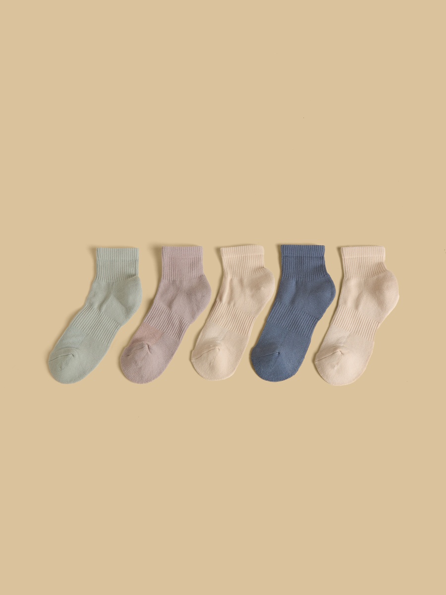 Pack of 5 - Textured Half Terry Ankle Length Socks
