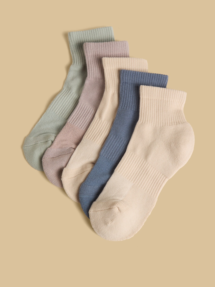 Pack of 5 - Textured Half Terry Ankle Length Socks
