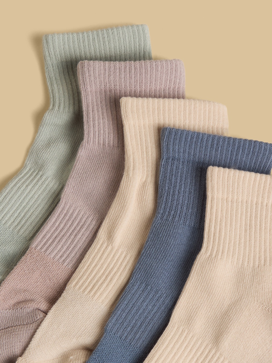 Pack of 5 - Textured Half Terry Ankle Length Socks