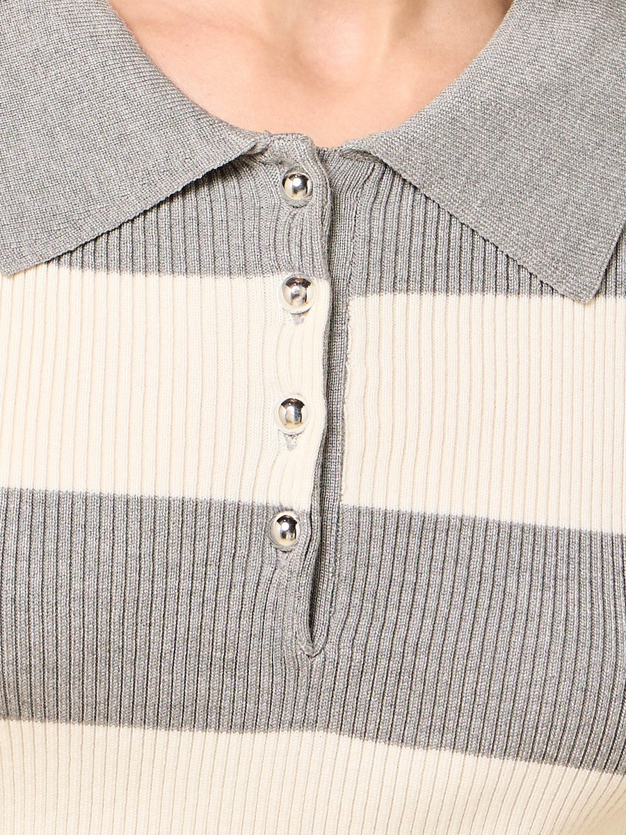 Striped Half Placket Polo Sweater