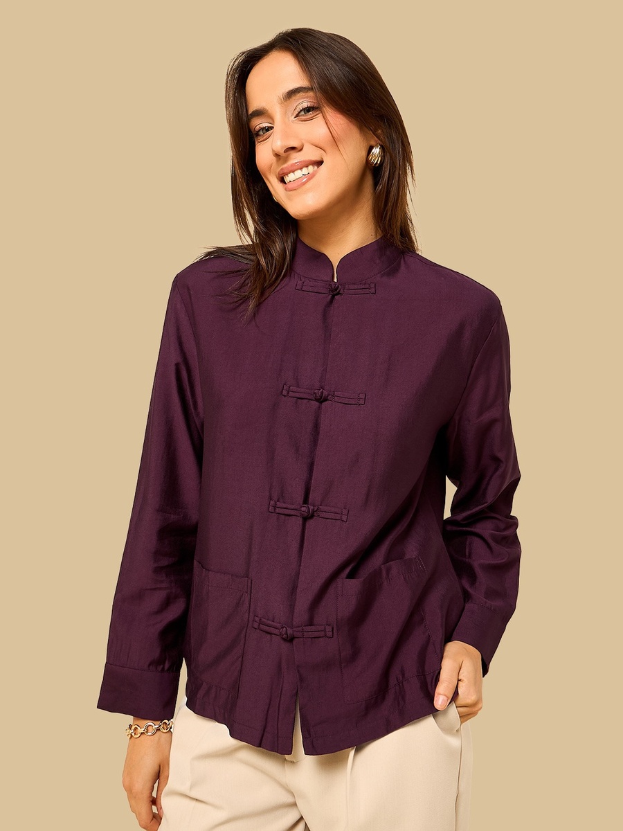 Mandarin Collar Top with Frog Closure