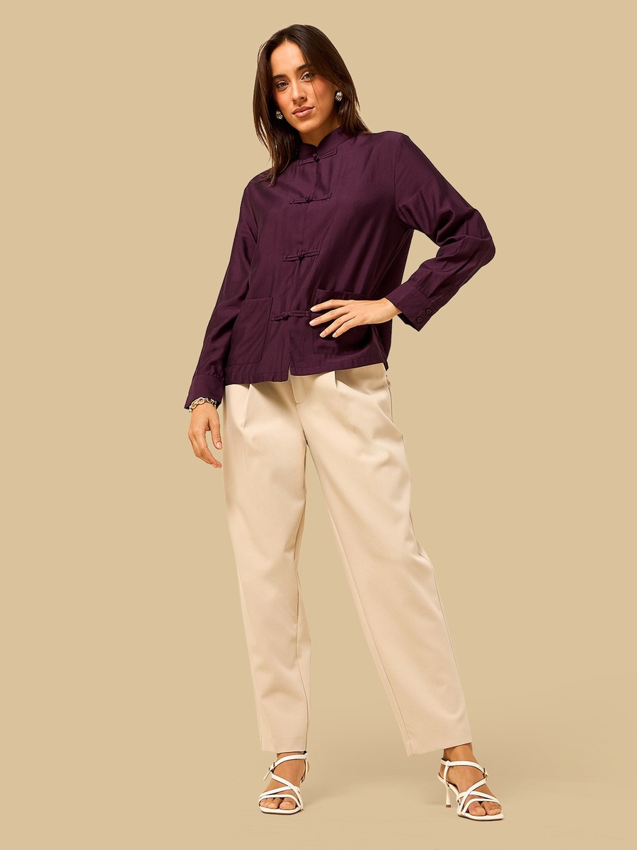 Mandarin Collar Top with Frog Closure