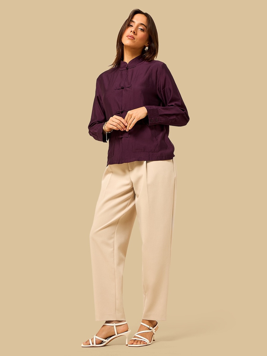 Mandarin Collar Top with Frog Closure