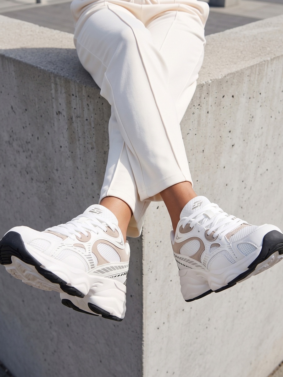 Panelled Sports Shoes with Lace-Up Closure