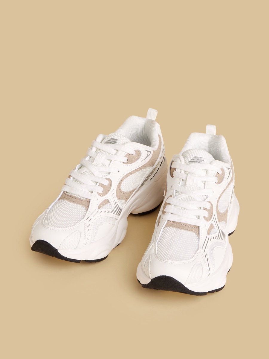 Panelled Sports Shoes with Lace-Up Closure