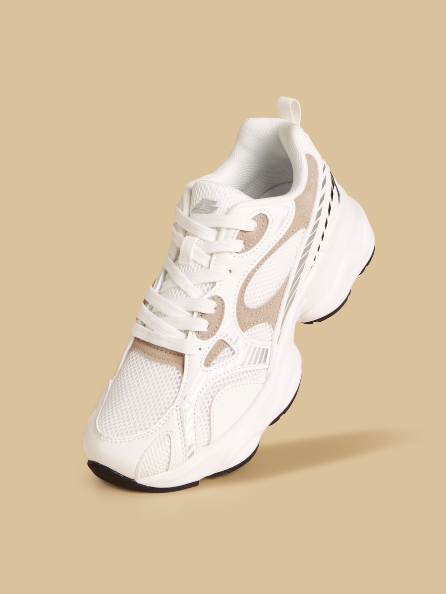 Panelled Sports Shoes with Lace-Up Closure