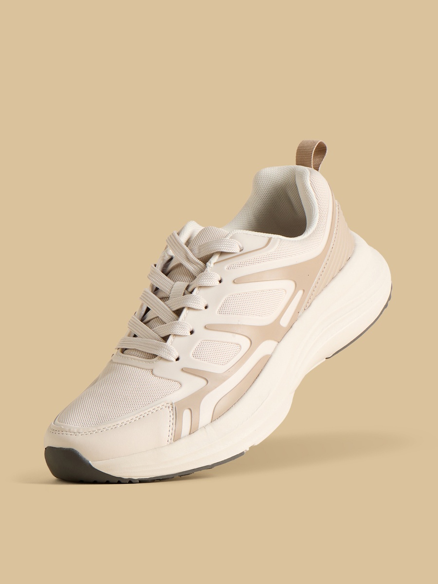 Panelled Lace-Up Sports Shoes