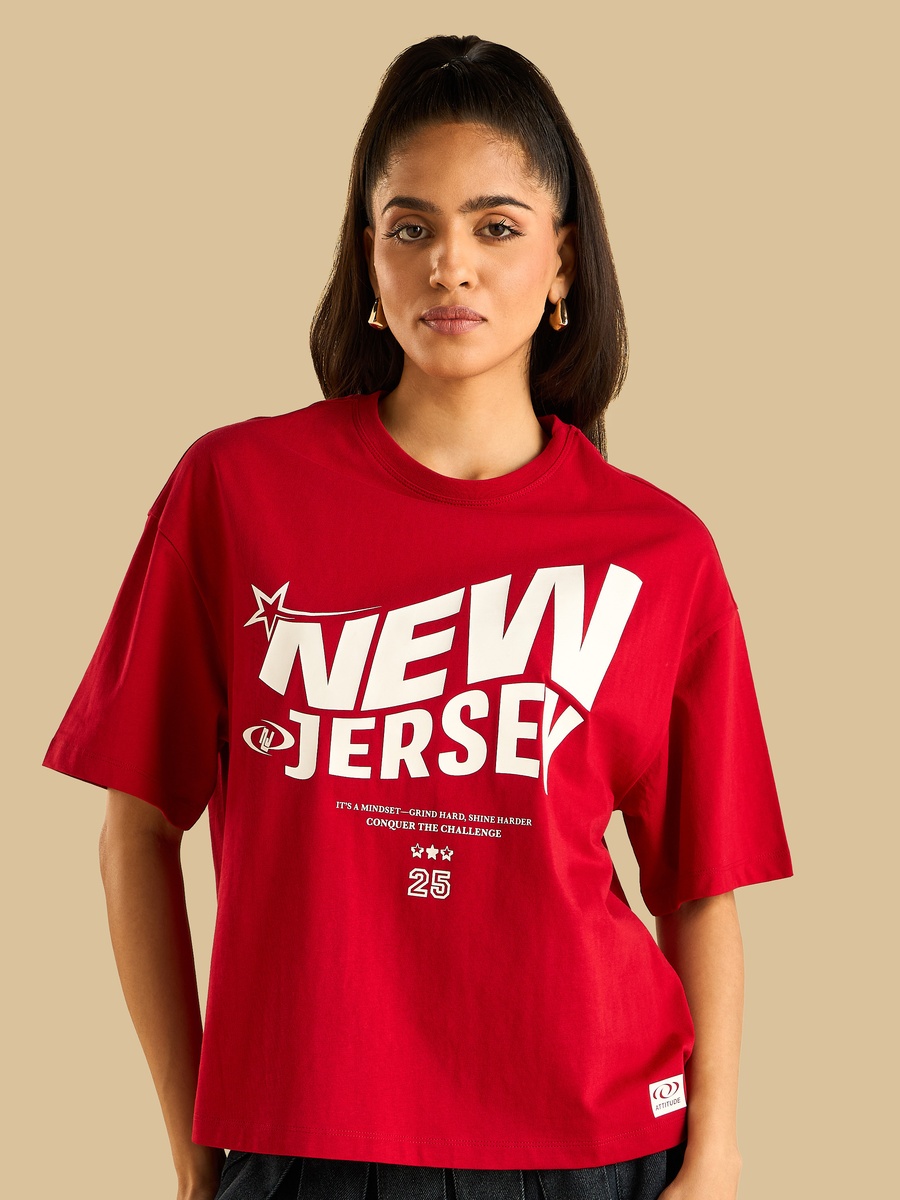 Oversized New Jersey Print T-Shirt