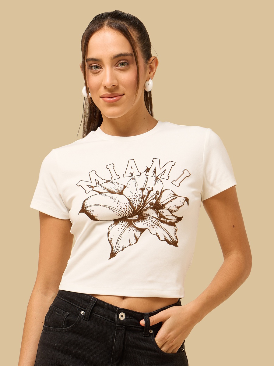 Floral Print Fitted T-Shirt