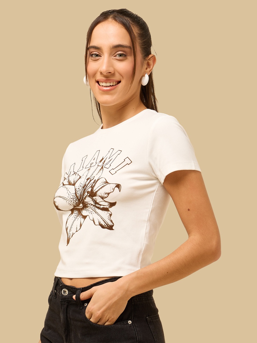 Floral Print Fitted T-Shirt