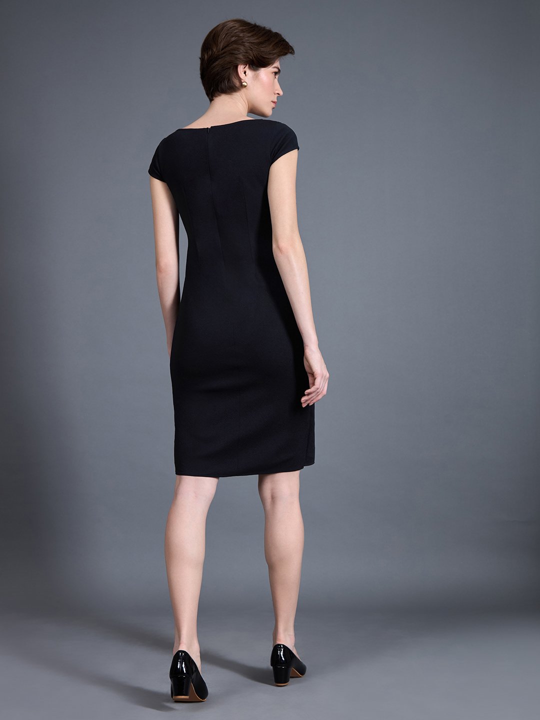 Black Bodycon Mini Dress with Gold Chain Detail