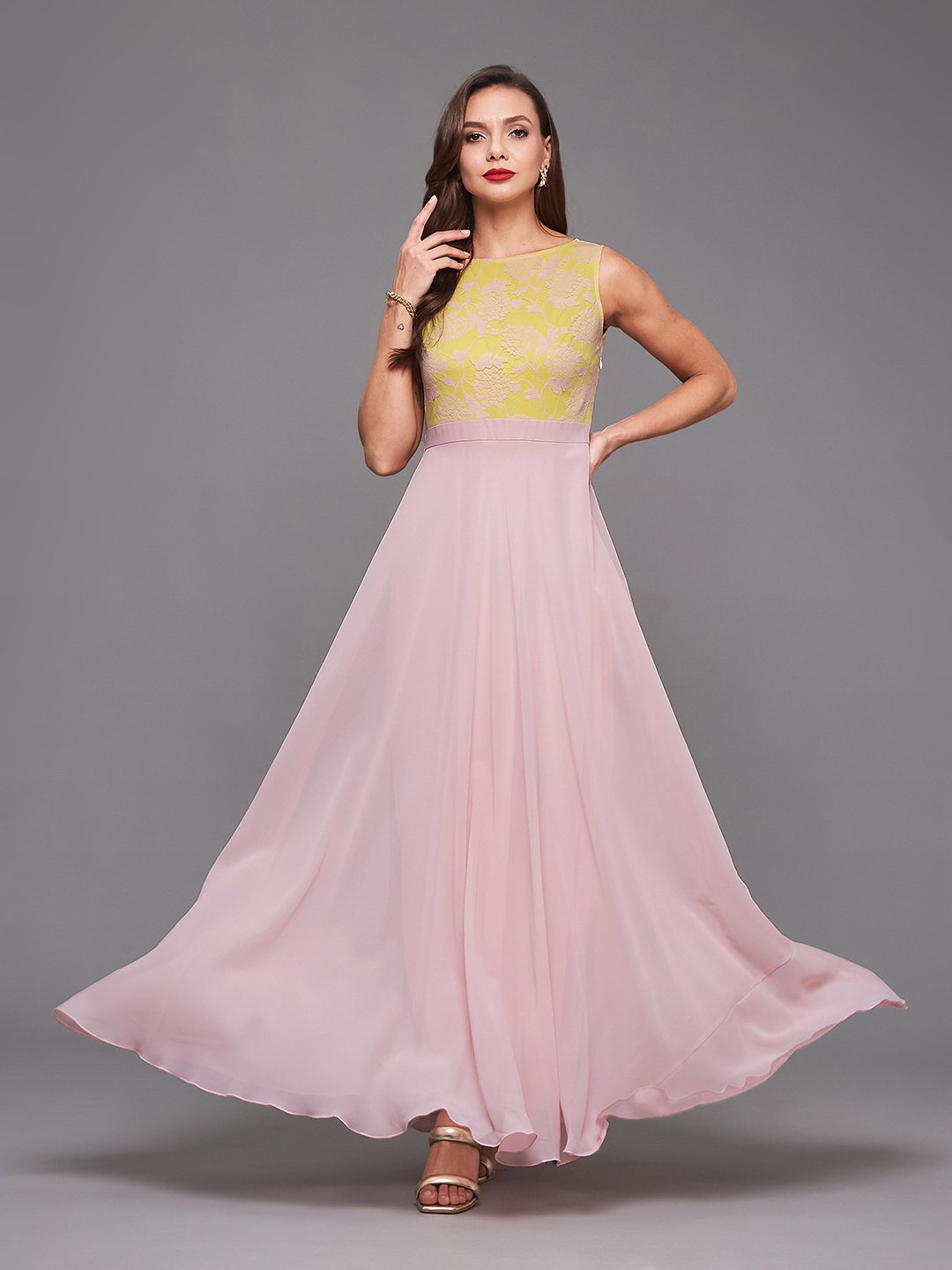 Floral Sleeveless A-Line Maxi Dress