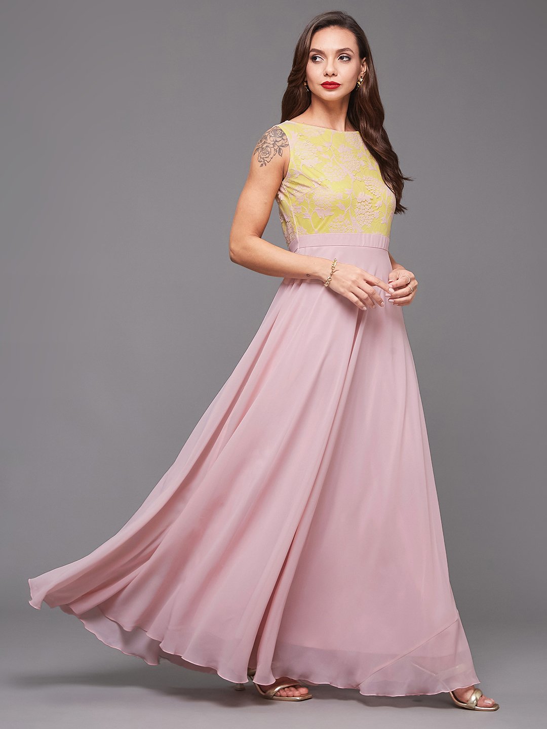 Floral Sleeveless A-Line Maxi Dress