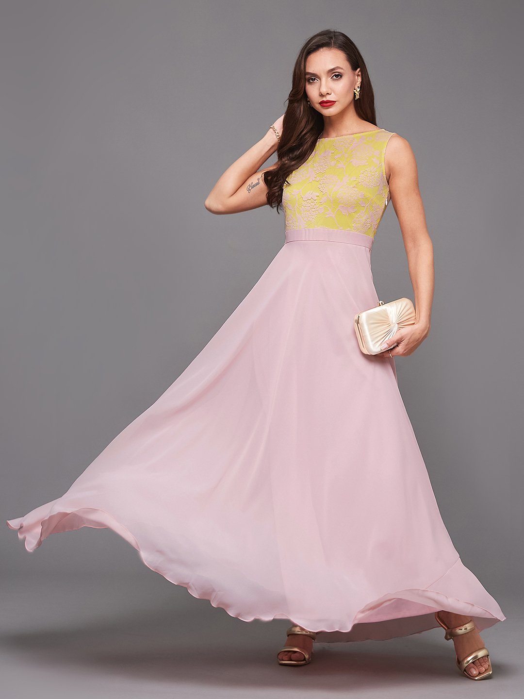 Floral Sleeveless A-Line Maxi Dress
