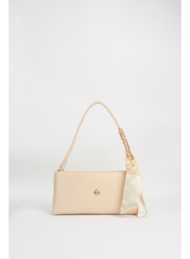 Beige Handbag with Zip Closure