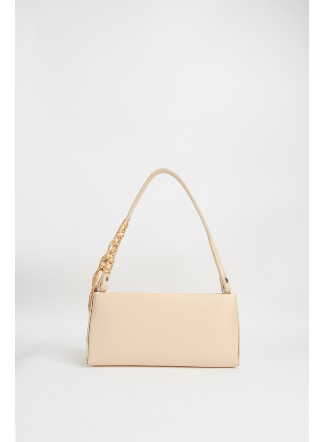 Beige Handbag with Zip Closure