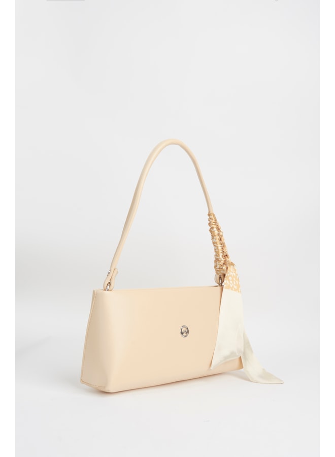 Beige Handbag with Zip Closure