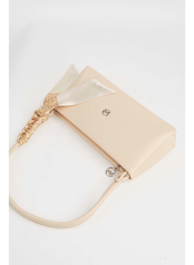 Beige Handbag with Zip Closure