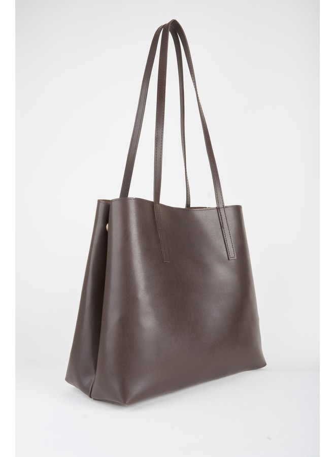 Brown Tote with Magnetic Closure