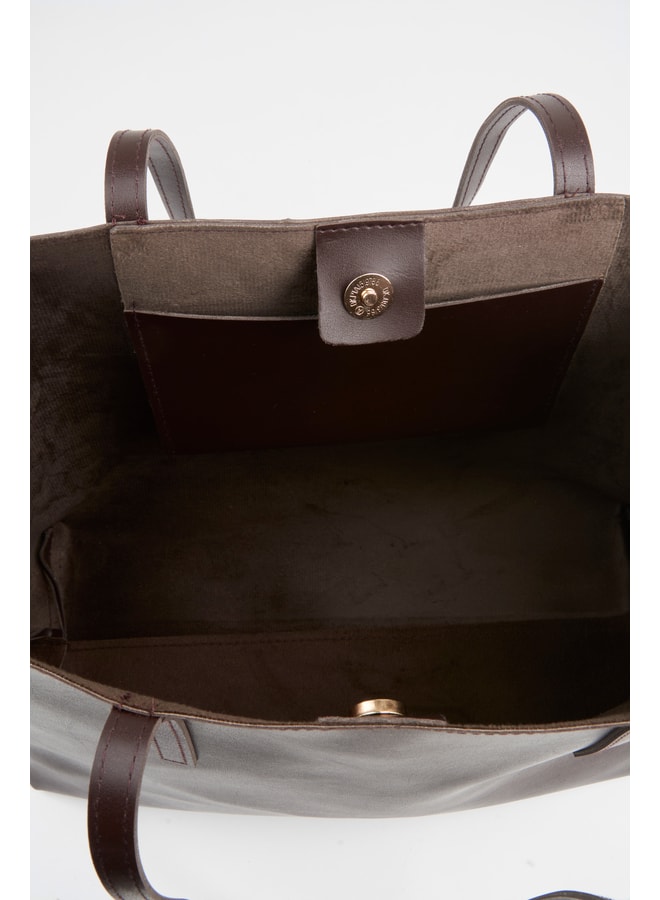 Brown Tote with Magnetic Closure