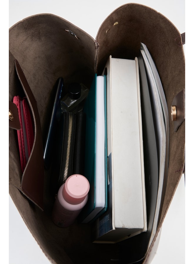 Brown Tote with Magnetic Closure